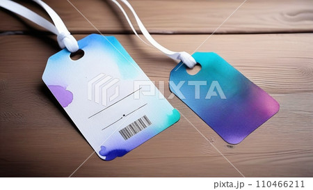 Cloth label tag blank white watercolor mockup 110466211