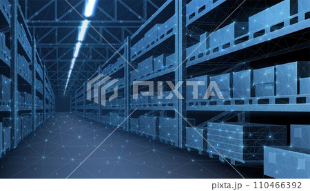 Smart warehouse. Automatic stock storage, modern distribution building 110466392