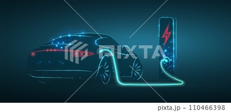 EV. Electric car connect to charging station. Eco power, EV charger 110466398