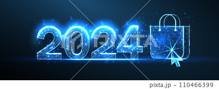 Sale 2024 2024. New year blue background. Sale 2024 2024. New year blue background. 110466399
