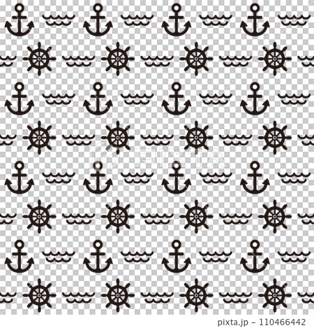 Anchor, helm and waves seamless pattern 110466442