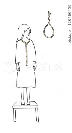 生きることに疲れて首吊り自殺を考える若い女の子 110466459