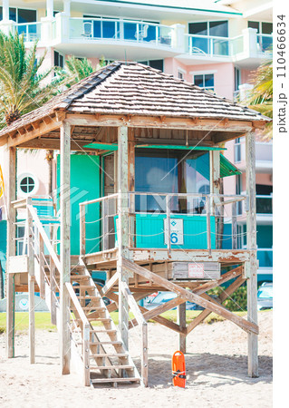 Lifeguard tower on the popular beach Lifeguard tower on the popular beach 110466634