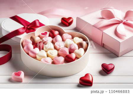 Birthday greeting card or Valentine's day with chocolates. 110466883