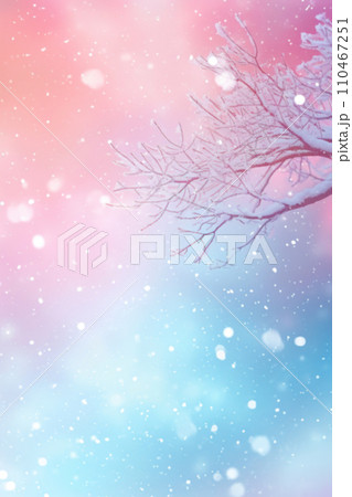 AI-generated content. Abstract gradient background with snowy trees, pastel colors. Winter, snow theme. Peaceful and versatile backdrop for any creative project or design. Pink, blue, soft hues 110467251