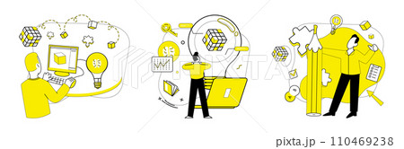 Creative process vector illustration. Change and development dance together, shaping contours creativity The creative process concept thrives on symbiotic relationship idea and solution 110469238