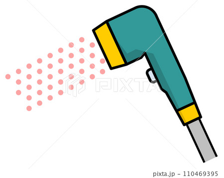 バスルームにある節水タイプのシャワーヘッドのイラスト 110469395