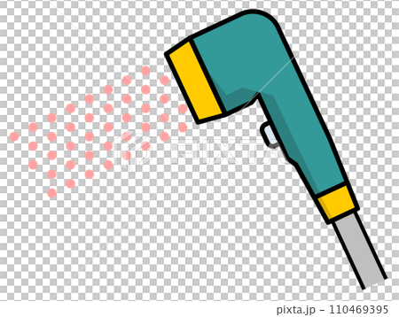 バスルームにある節水タイプのシャワーヘッドのイラスト 110469395