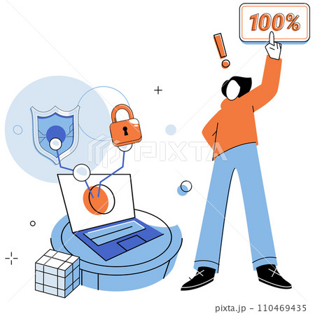 Cyber security vector illustration. Database protection is critical aspect cyber security practices Guards defend against cyber attacks and ensure confidentiality personal data Personal information 110469435