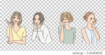 Stylish female upper body with various expressions Stylish female upper body with various expressions 110469656