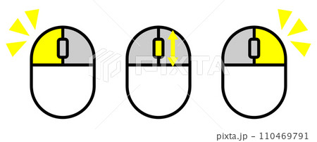 パソコンをクリックで操作するマウスの説明のイラスト 110469791