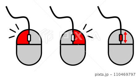 パソコンをクリックで操作するマウスの説明のイラスト 110469797