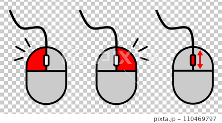 パソコンをクリックで操作するマウスの説明のイラスト 110469797