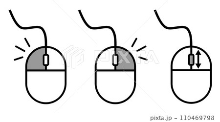 パソコンをクリックで操作するマウスの説明のイラスト 110469798