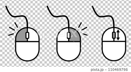 パソコンをクリックで操作するマウスの説明のイラスト 110469798