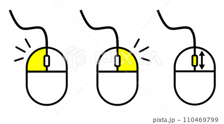 パソコンをクリックで操作するマウスの説明のイラスト 110469799