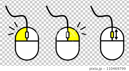パソコンをクリックで操作するマウスの説明のイラスト 110469799