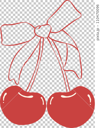 Coquette cherries with ribbon bow flat design 110470096