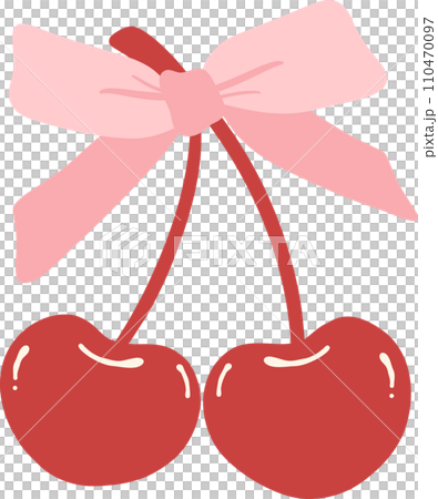 Coquette cherries with ribbon bow flat design Coquette cherries with ribbon bow flat design 110470097