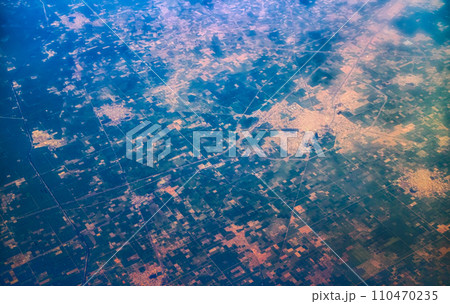 Indian territory near Delhi. View from bird flight Indian territory near Delhi. View from bird flight 110470235