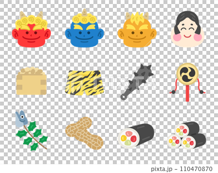 Setsubun icon illustration set 110470870