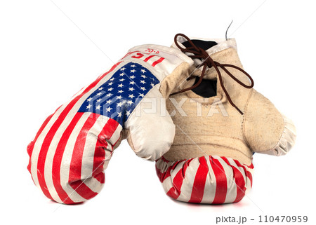 Boxing gloves with USA flag on white background Boxing gloves with USA flag on white background 110470959