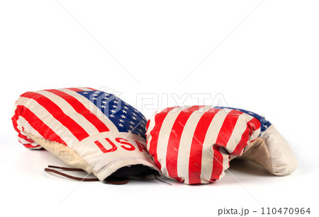Boxing gloves with USA flag on white background Boxing gloves with USA flag on white background 110470964