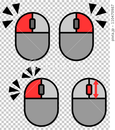 パソコンをクリックで操作するマウスの説明のイラスト 110470987