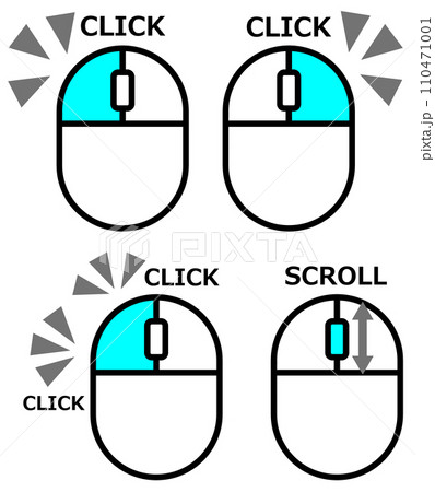 パソコンをクリックで操作するマウスの説明のイラスト 110471001