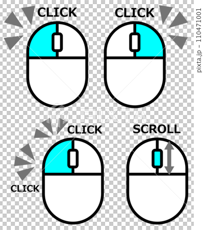 パソコンをクリックで操作するマウスの説明のイラスト 110471001