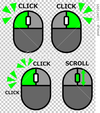 パソコンをクリックで操作するマウスの説明のイラスト パソコンをクリックで操作するマウスの説明のイラスト 110471005