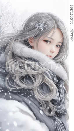 AIイラスト 雪舞う世界の美少女74 AIイラスト 雪舞う世界の美少女74 110471366