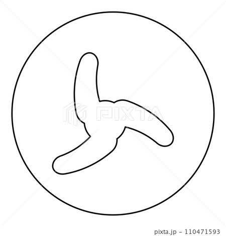 Screw of ship propeller fan turbine three-bladed icon in circle round black color vector illustration image outline contour line thin style Screw of ship propeller fan turbine three-bladed icon in circle round black color vector illustration image outline contour line thin style 110471593