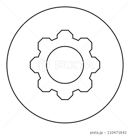Gear cogwheel icon in circle round black color vector illustration image outline contour line thin style Gear cogwheel icon in circle round black color vector illustration image outline contour line thin style 110471642
