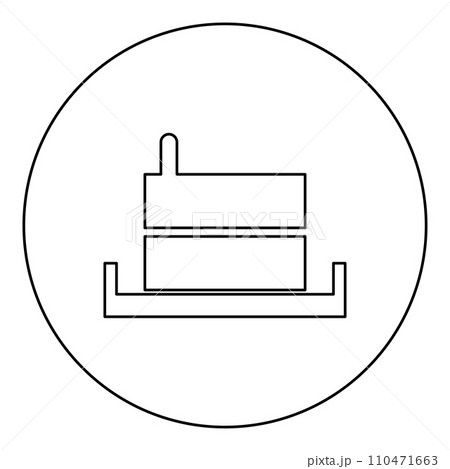 Millstone manual old stone mill flour production grinding grain with handle holder icon in circle round black color vector illustration image outline contour line thin style Millstone manual old stone mill flour production grinding grain with handle holder icon in circle round black color vector illustration image outline contour line thin style 110471663