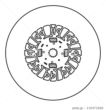 Car clutch disk cover cohesion transmission auto part plate kit repair service icon in circle round black color vector illustration image outline contour line thin style Car clutch disk cover cohesion transmission auto part plate kit repair service icon in circle round black color vector illustration image outline contour line thin style 110471680