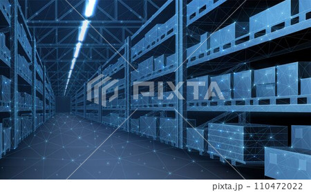 Smart warehouse. Automatic stock storage, modern distribution building 110472022