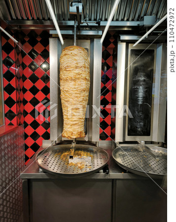 chicken meat on a spit 110472972