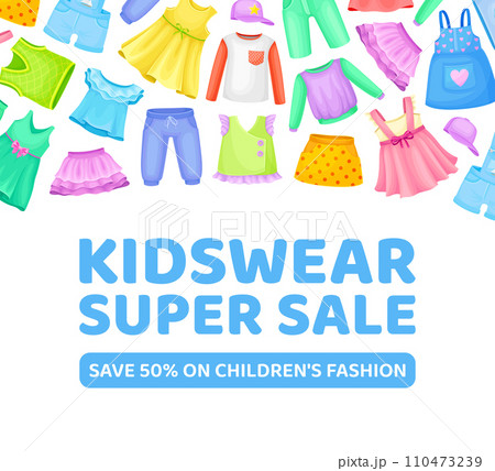 Children Clothes and Wear Sale Banner Design Vector Template 110473239