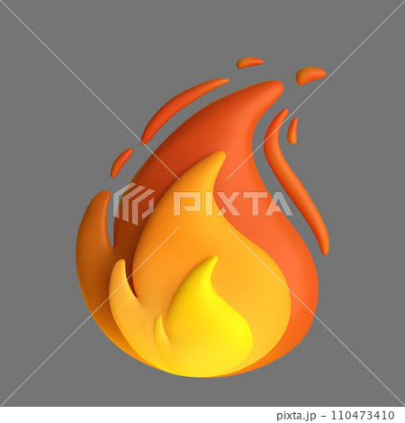 3d fire flame icon isolated on grei background....のイラスト素材 [110473410 ...