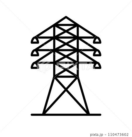 Electric tower glyph icon. Electricity pylon. Energy electric tower. 110473602
