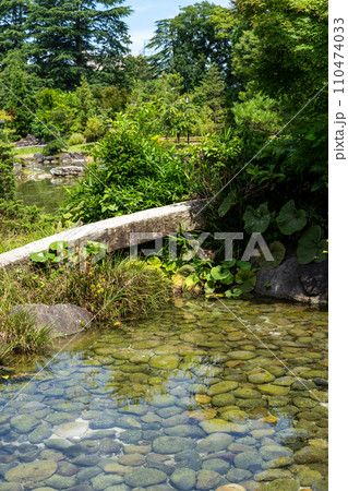 富山県　新緑が美しい富山城趾公園の池泉回遊式庭園 110474033