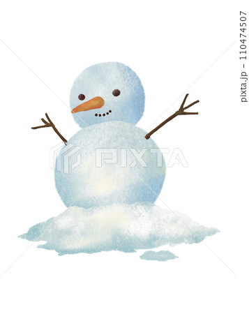 優しい雰囲気の雪だるまのイラスト 優しい雰囲気の雪だるまのイラスト 110474507