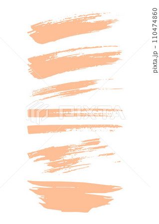 Vector grunge dry brushes Set. Peach strokes 110474860