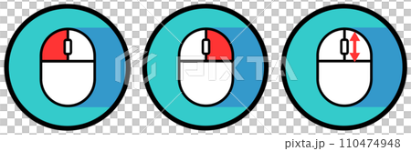 パソコンをクリックで操作するマウスの説明のイラスト 110474948
