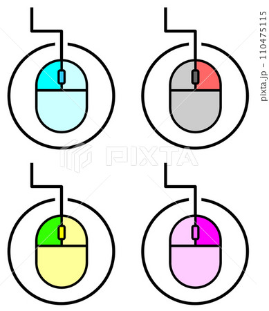 パソコンをクリックで操作するマウスの説明イラスト パソコンをクリックで操作するマウスの説明イラスト 110475115