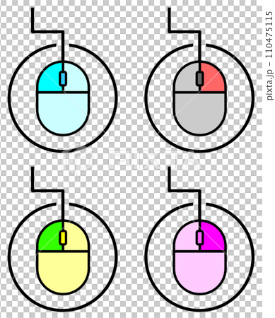 パソコンをクリックで操作するマウスの説明イラスト パソコンをクリックで操作するマウスの説明イラスト 110475115