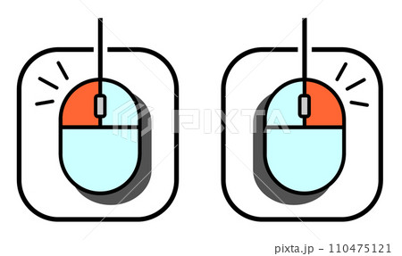 パソコンをクリックで操作するマウスの説明イラスト パソコンをクリックで操作するマウスの説明イラスト 110475121