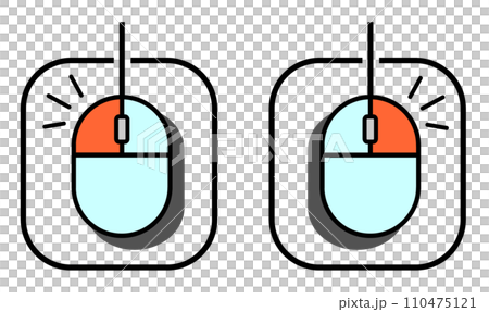 パソコンをクリックで操作するマウスの説明イラスト パソコンをクリックで操作するマウスの説明イラスト 110475121