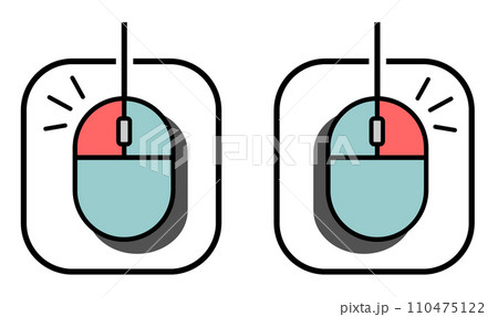 パソコンをクリックで操作するマウスの説明イラスト パソコンをクリックで操作するマウスの説明イラスト 110475122